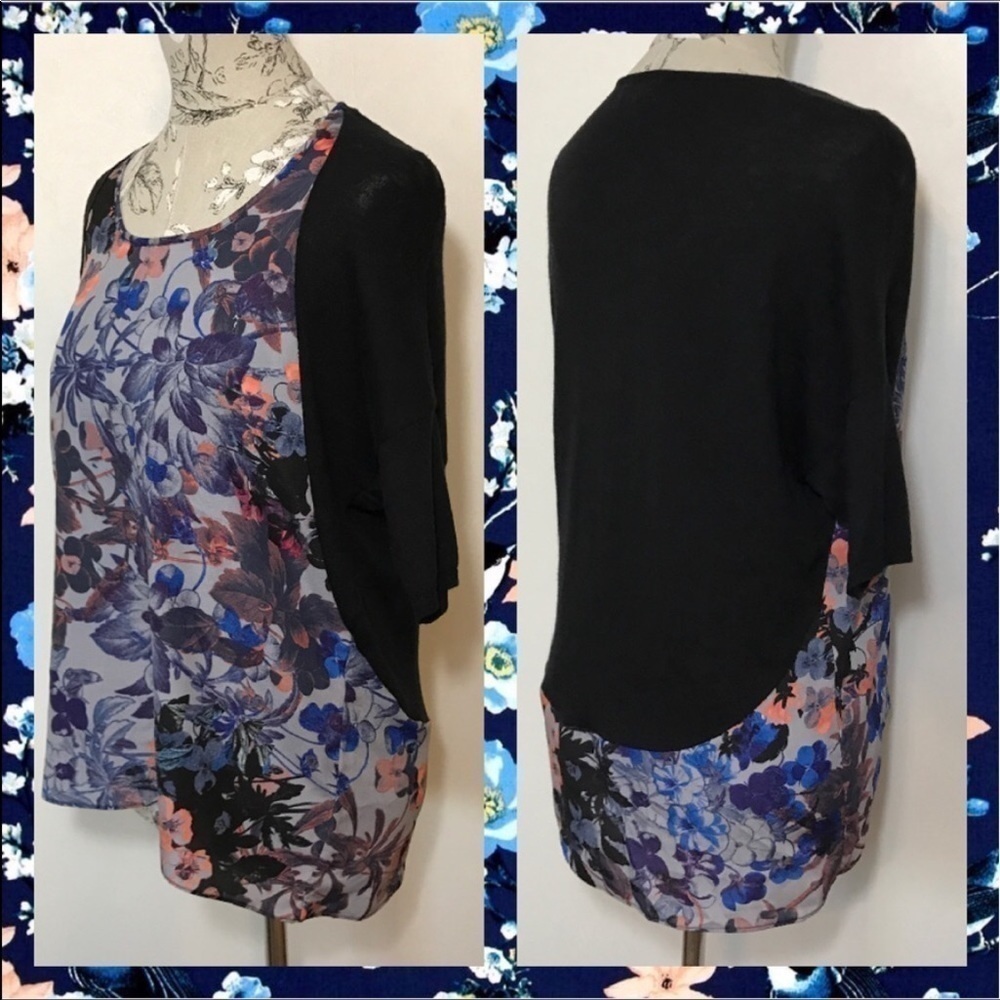 anthro Last Act Pullover Mixed Media 3/4 T…